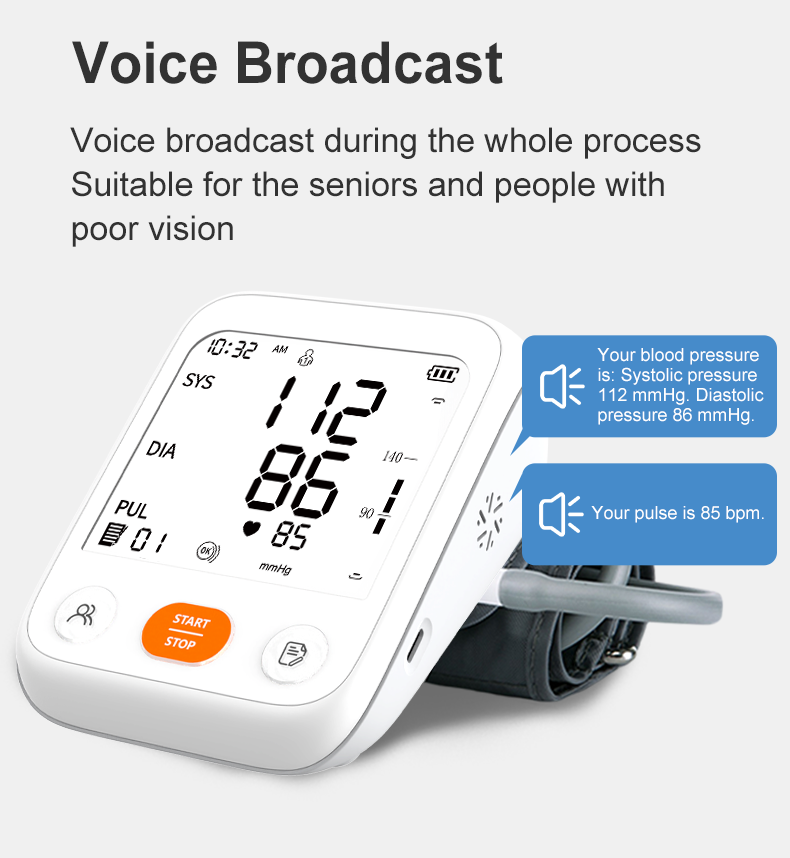 AOJ30G Arm Blood Pressure Monitor 4.2inch LCD Screen BP Meter