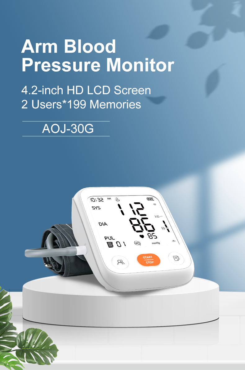 AOJ30G Arm Blood Pressure Monitor 4.2inch LCD Screen BP Meter
